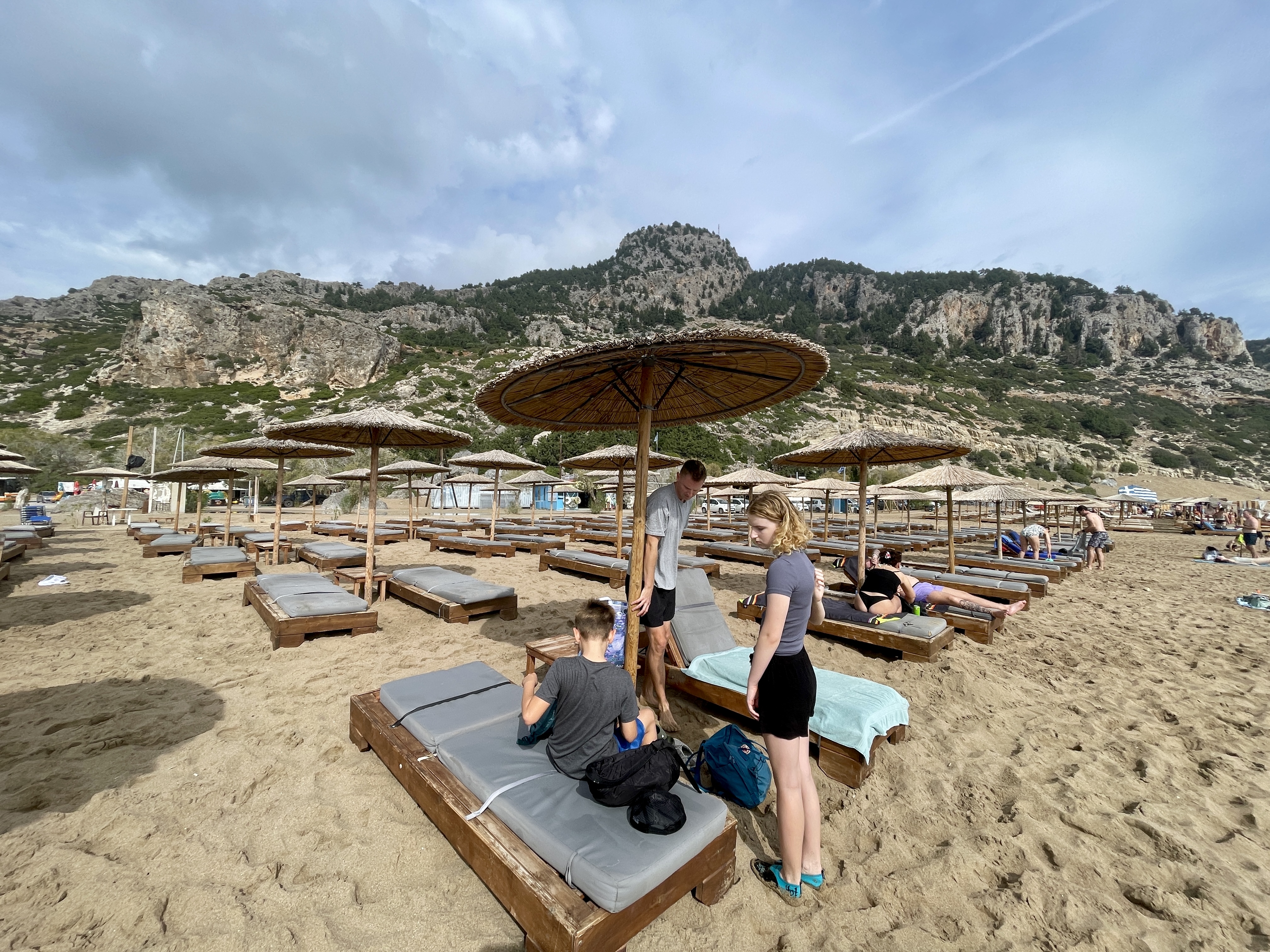 Tsambika Beach sunloungers for hire