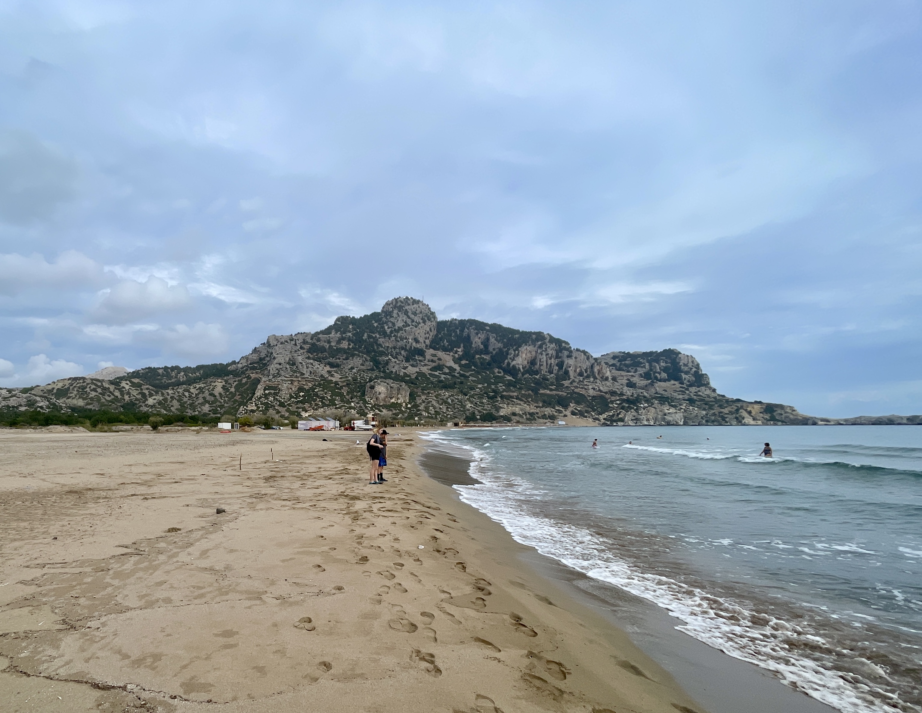 View across the beach with Tsambika Mountain behind