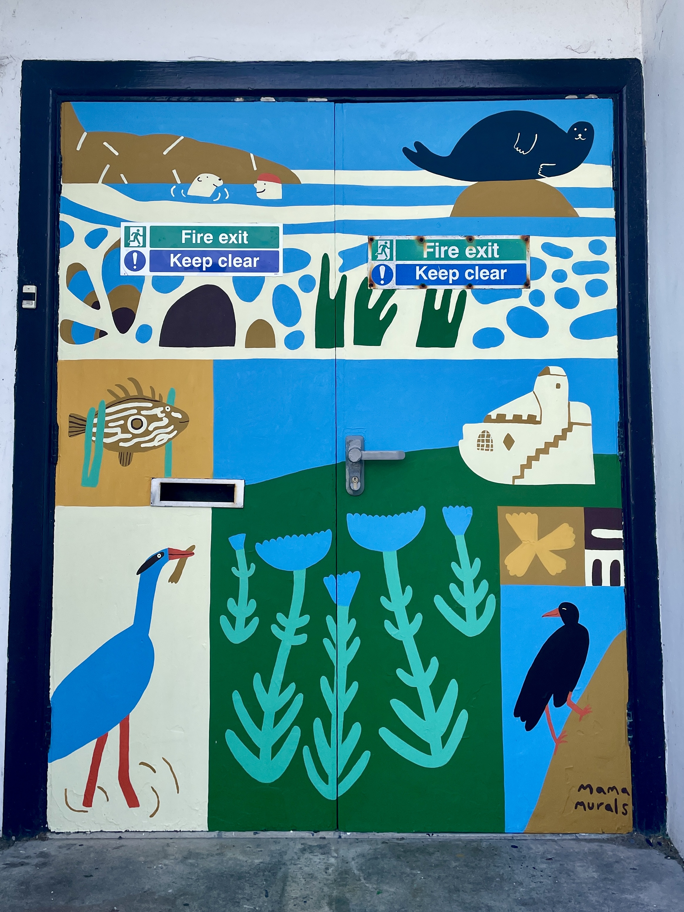 Quirky Walkabout Door Mural by Mama Murals Emily Kaye Newquay