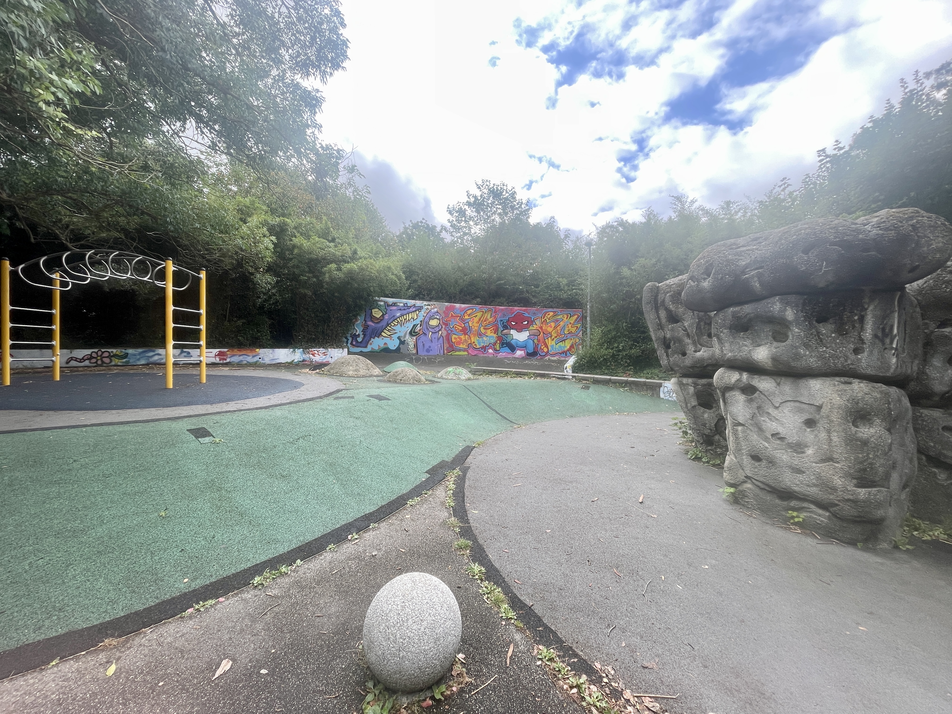 Newquay legal graffiti wall beside the playground at Trenance Activity Park