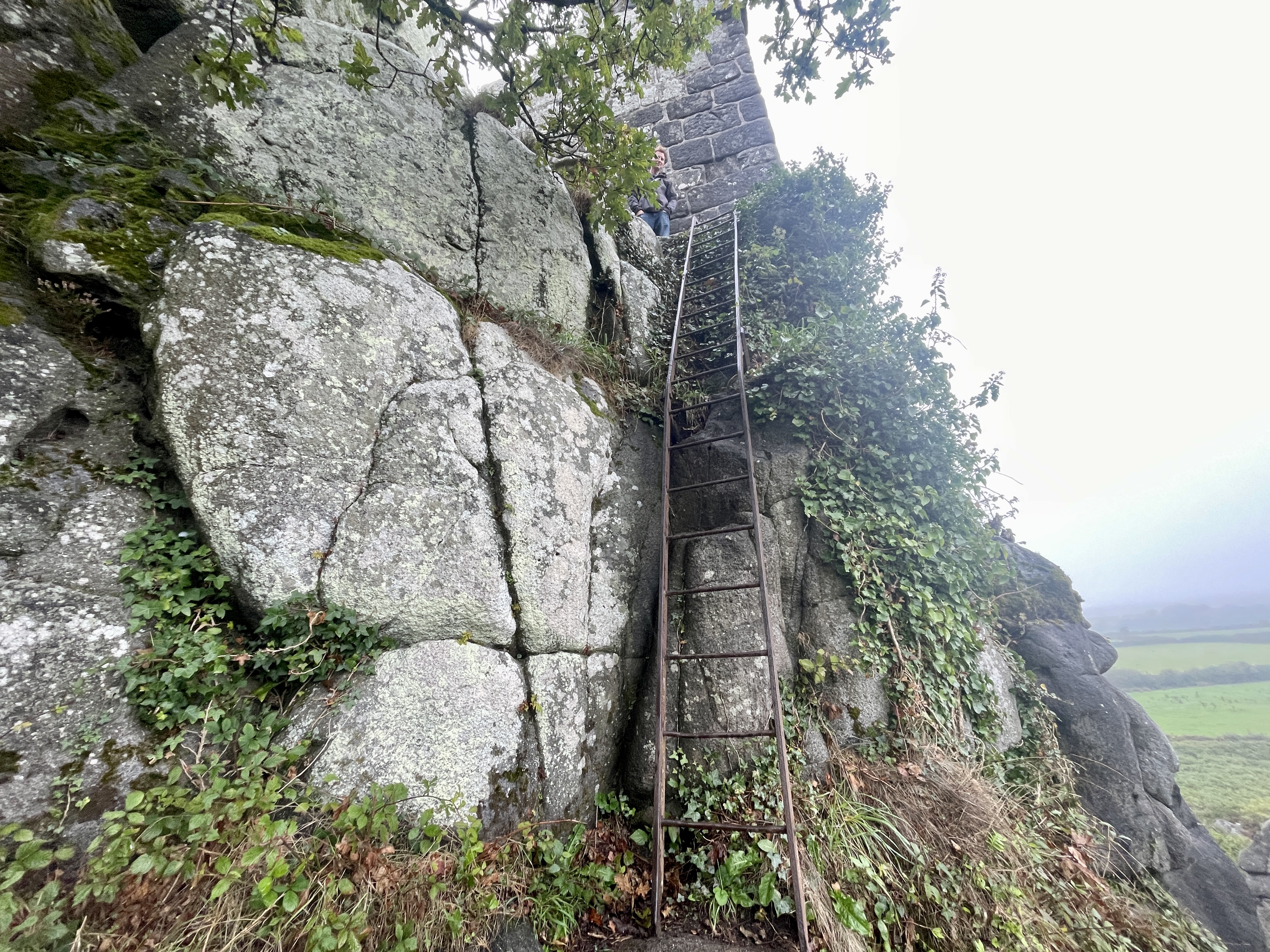Photo of iron ladder to climb to first section of St Michaels Chapel at Roche Rock