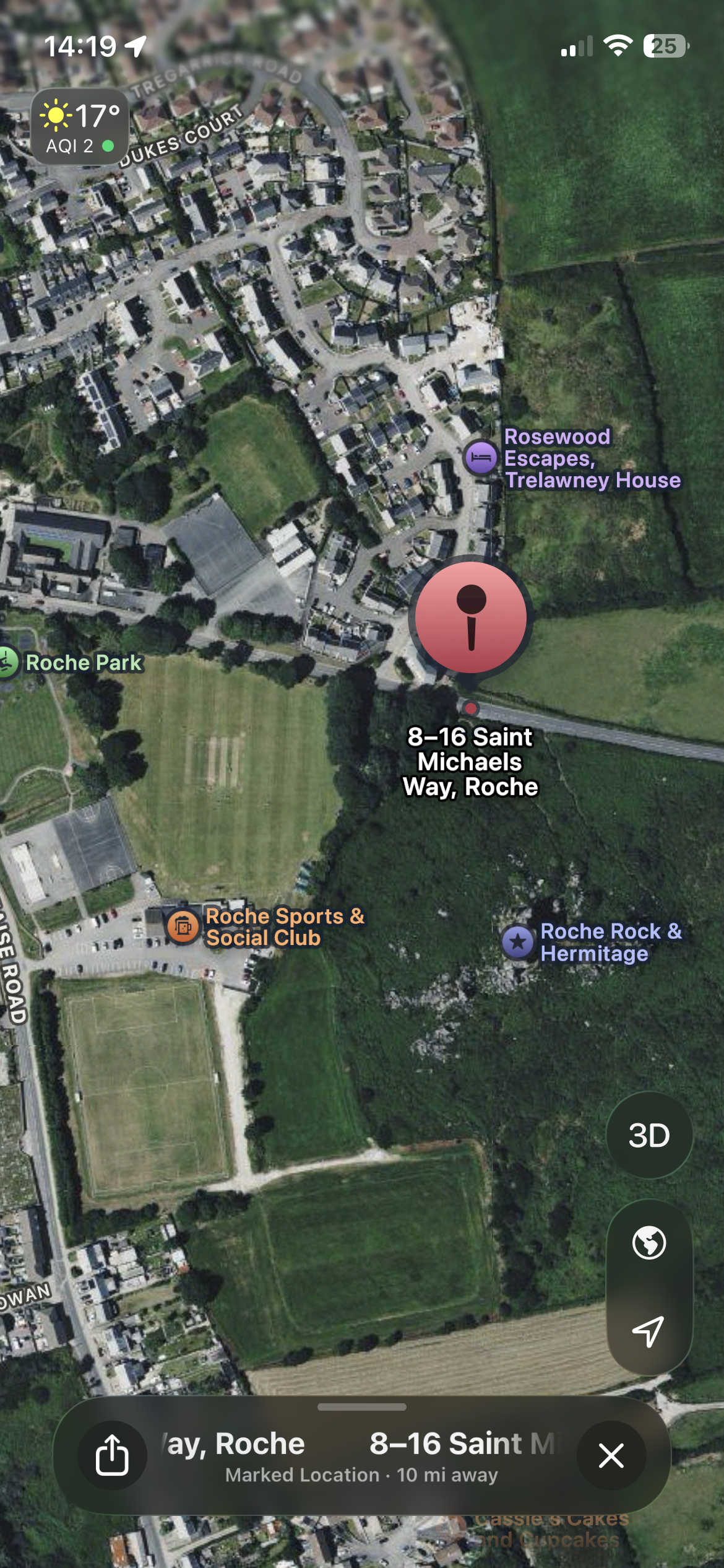 roche rock parking and enrances