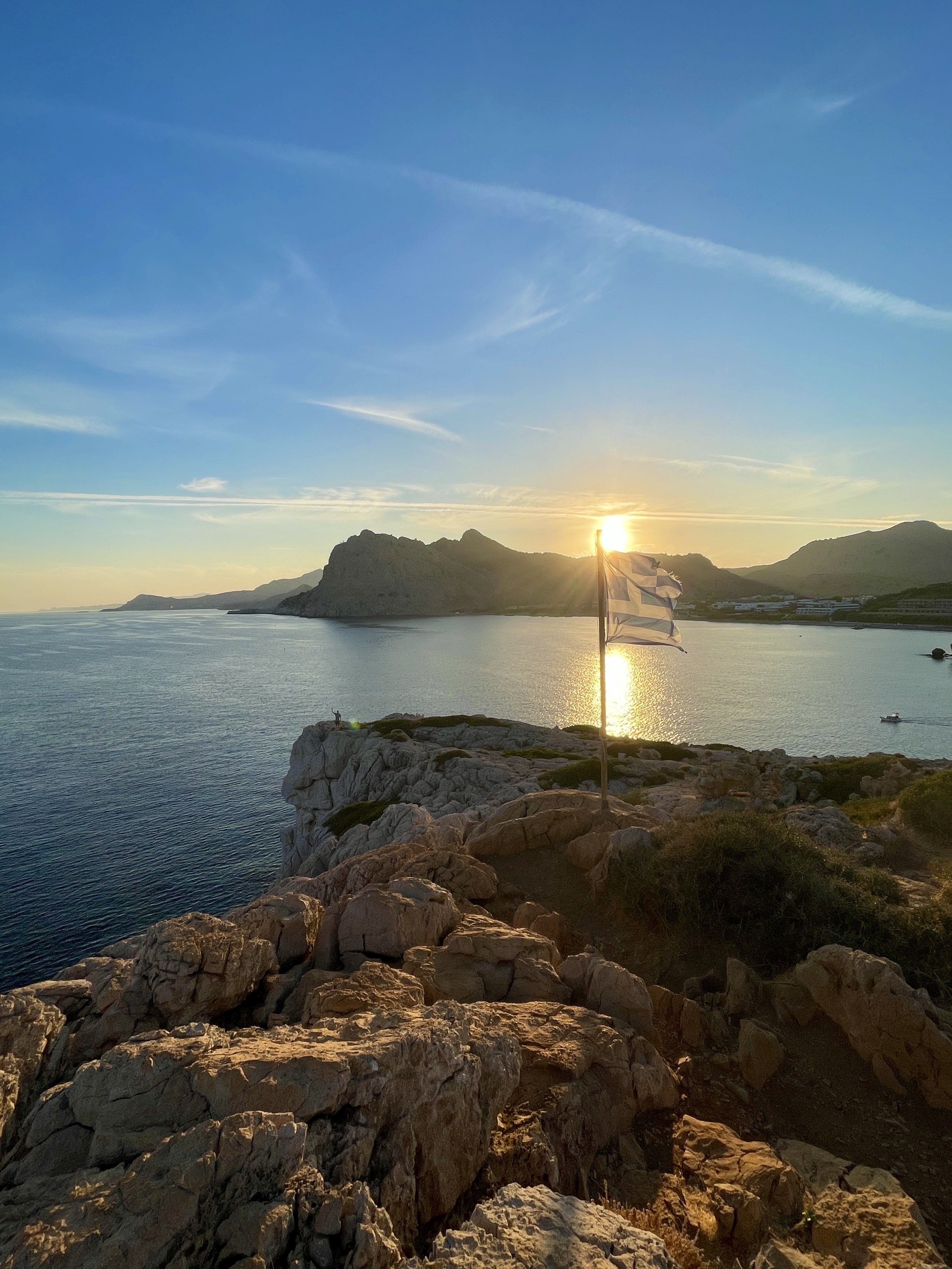 Theotokos Hill in Kolymbia at sunset (Flag Hill)